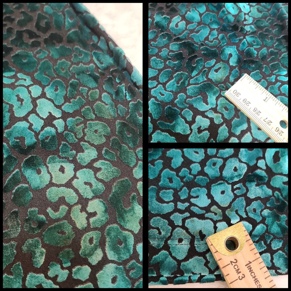 Vintage Show Me Your Mumu Teal Velvet Leopard Top Small Whimsigoth Metallic 90s - Picture 13 of 14